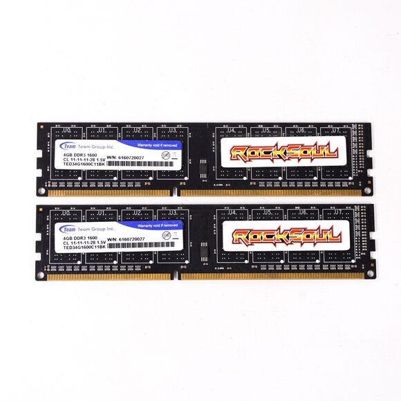 Other - RockSoul 8GB Kit 4GB DDR3 1600 RAM Memory Sticks x2 Team Group Inc PC Computer